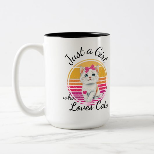 Nur ein Mädchen, das Katzen Liebe Zweifarbige Tasse (Links)