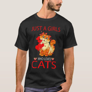 Nur ein Mädchen, das Katzen liebt Ein leeres linie T-Shirt