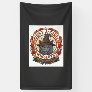 Nur ein Mädchen, das Katzen liebt, Halloween Hexe Banner
