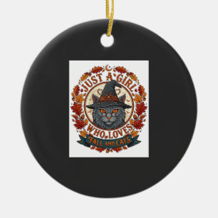 Nur ein Mädchen, das Katzen liebt, Halloween-Hexe, Keramik Ornament