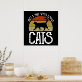 Nur ein Mädchen, das Katzen liebt Poster (Küche)