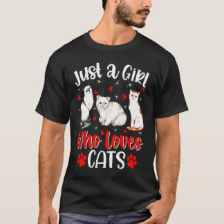 Nur ein Mädchen, das Katzen liebt Süße Katze Kätzc T-Shirt