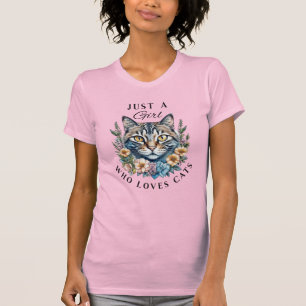 Nur ein Mädchen, das Katzen liebt   T-Shirt