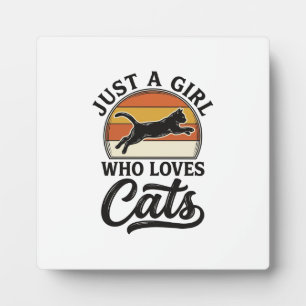 Nur ein Mädchen, das Katzen Retro Vintage Katzen-D Fotoplatte