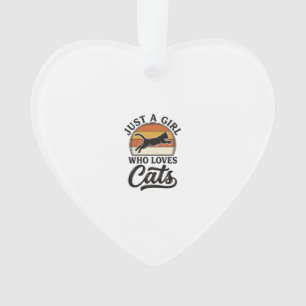 Nur ein Mädchen, das Katzen Retro Vintage Katzen-D Ornament