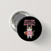 Nur ein Mädchen, das Katzen und Basketball Liebe Button (Vorne & Hinten)