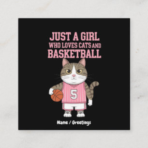 Nur ein Mädchen, das Katzen und Basketball liebt Quadratische Visitenkarte