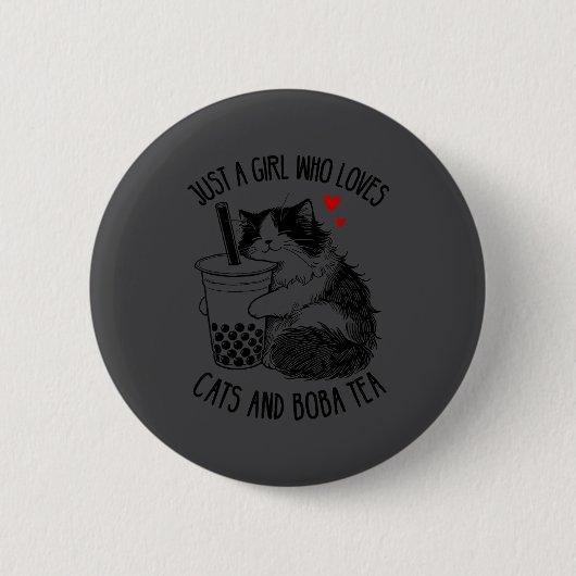 Nur ein Mädchen, das Katzen und Boba-Tee Ragdoll C Button (Vorderseite)
