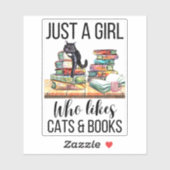 Nur ein Mädchen, das Katzen und Bücher mag Aufkleber (Blatt)