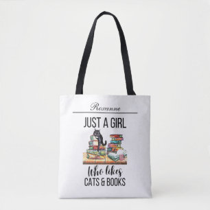 Nur ein Mädchen, das Katzen und Bücher mag Tasche