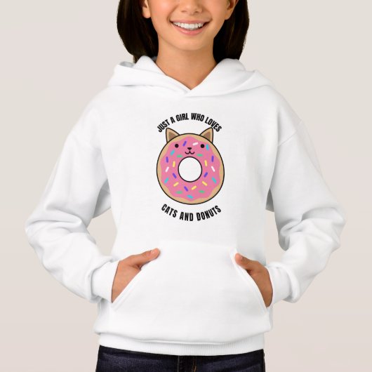 Nur ein Mädchen, das Katzen und Donuts Liebe Hoodie (Vorderseite)