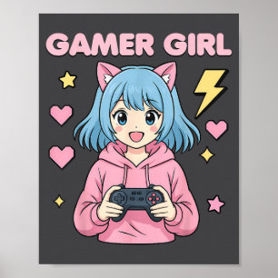 Nur ein Mädchen, das Katzen und Gaming liebt, lust Poster