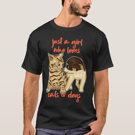 Nur ein Mädchen, das Katzen und Hunde Lieben kätzt T-Shirt (Vorderseite)