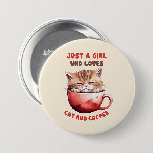 Nur ein Mädchen, das Katzen und Kaffee Liebe (2) Button (Vorne & Hinten)