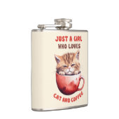 Nur ein Mädchen, das Katzen und Kaffee Liebe (2) Flachmann (Rechts)