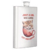 Nur ein Mädchen, das Katzen und Kaffee Liebe (2) Flachmann (Rechts)