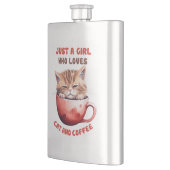Nur ein Mädchen, das Katzen und Kaffee Liebe (2) Flachmann (Links)