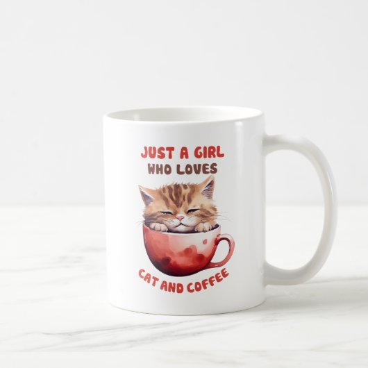 Nur ein Mädchen, das Katzen und Kaffee Liebe (2) Kaffeetasse (Rechts)