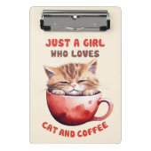 Nur ein Mädchen, das Katzen und Kaffee Liebe (2) Mini Klemmbrett (Vorderseite)