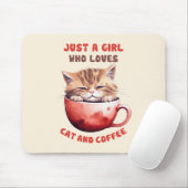 Nur ein Mädchen, das Katzen und Kaffee Liebe (2) Mousepad (Mit Mouse)