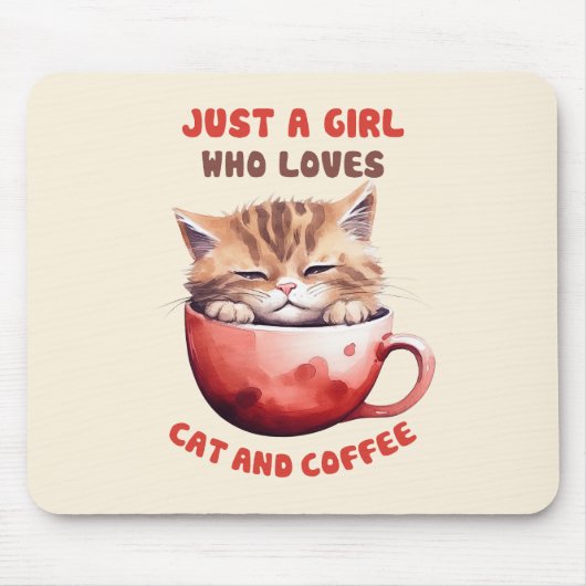 Nur ein Mädchen, das Katzen und Kaffee Liebe (2) Mousepad (Vorne)
