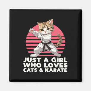 Nur ein Mädchen, das Katzen und Karate Liebe. Funn Magnet