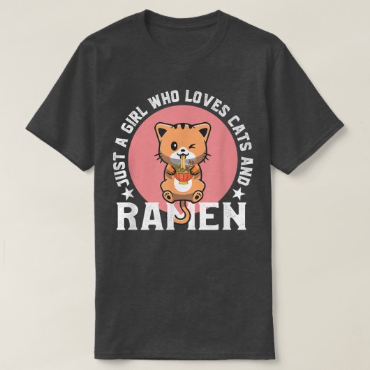Nur ein Mädchen, das Katzen und Ramen Bowl Japanis T-Shirt (Design vorne)