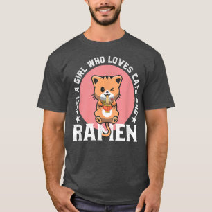 Nur ein Mädchen, das Katzen und Ramen Bowl Japanis T-Shirt