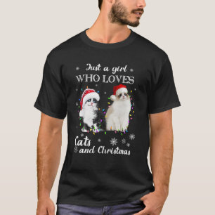 Nur ein Mädchen, das Katzen und Weihnachtskätzchen T-Shirt