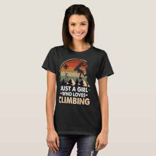 Nur ein Mädchen, das Klettern Retro Vintage liebt T-Shirt