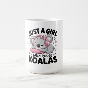 Nur ein Mädchen, das Koalas liebt, Schlafende rosa Kaffeetasse