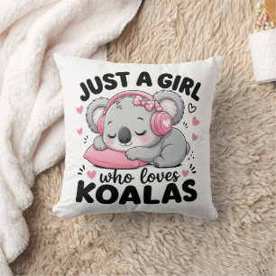 Nur ein Mädchen, das Koalas liebt, Schlafende rosa Kissen