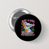 Nur ein Mädchen, das Koalas liebt, süßes lustiges Button (Vorne & Hinten)