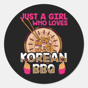 Nur ein Mädchen, das koreanische Grillen Bulgogi B Runder Aufkleber