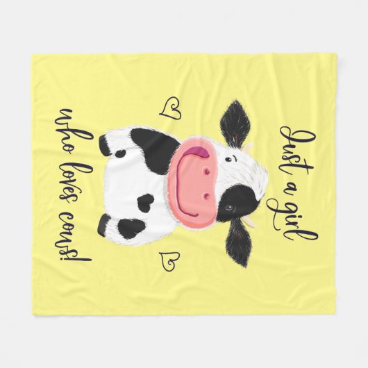 Nur ein Mädchen, das Kühe ! Herz und Holstein Fleecedecke (Vorderseite (Horizontal))