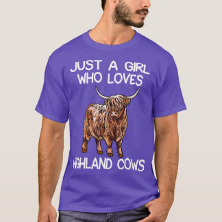 Nur ein Mädchen, das Kühe im Hochland Liebe 2 T-Shirt