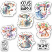 Nur ein Mädchen, das Kühe Liebe Aufkleber (Vorderseite)