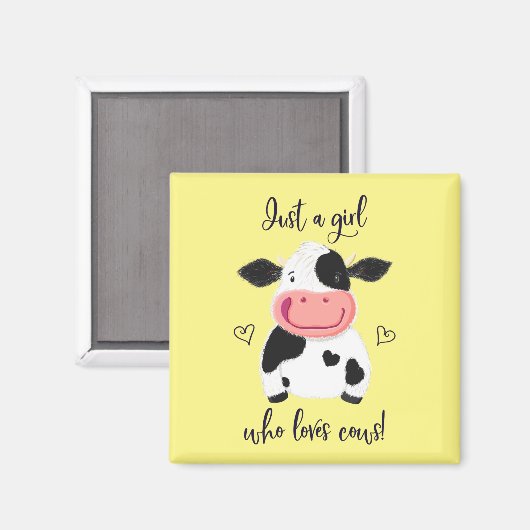 Nur ein Mädchen, das Kühe Liebe! Herz und Holstein Magnet (Vorderseite/Rückseite)