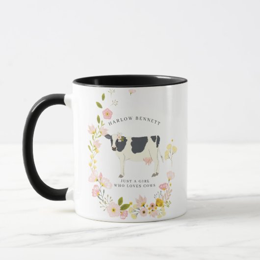 Nur ein Mädchen, das Kühe Lieben | Monogramm Tasse (Links)