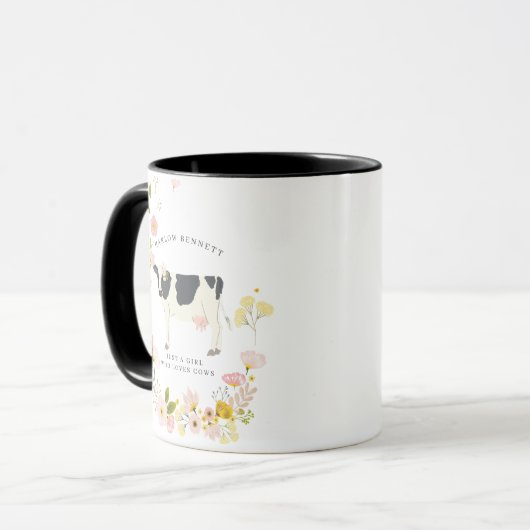 Nur ein Mädchen, das Kühe Lieben | Monogramm Tasse (Vorderseite Links)