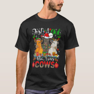 Nur ein Mädchen, das Kühe liebt, drei Santa-Rentie T-Shirt