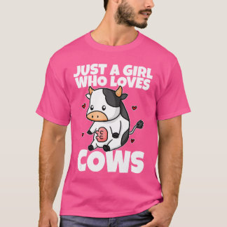 Nur ein Mädchen, das Kühe liebt, lustiger Kuh-Kost T-Shirt