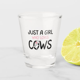 Nur ein Mädchen, das Kühe liebt Süße Kuhfarm Schnapsglas
