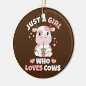 Nur ein Mädchen, das Kühe Niedliche Erdbeerkuh Lie Keramik Ornament (Links)