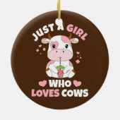 Nur ein Mädchen, das Kühe Niedliche Erdbeerkuh Lie Keramik Ornament (Hinten)