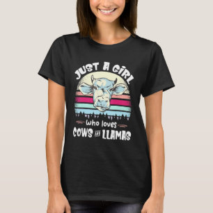 Nur ein Mädchen, das Kühe und Lamas liebt Kuh Lama T-Shirt