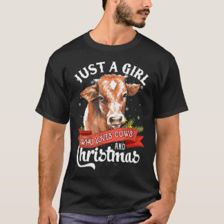 Nur ein Mädchen, das Kühe und Weihnachten Xmas Ges T-Shirt
