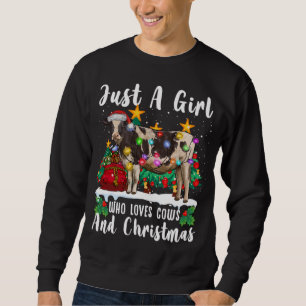 Nur ein Mädchen, das Kühe und Weihnachtsfamilie Li Sweatshirt