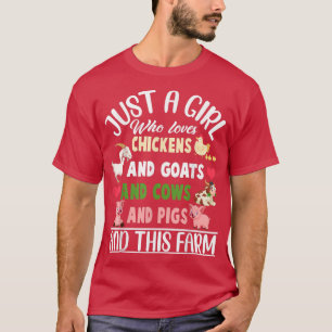 Nur ein Mädchen, das Kühe von Hühnern Liebe Schwei T-Shirt