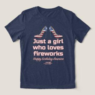 Nur ein Mädchen, das Liebe Fireworks Patriotic Tri-Blend Shirt